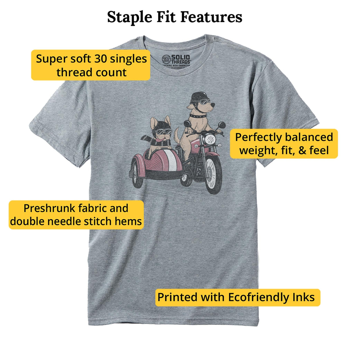 Bred To Be Wild Vintage Staple T-shirt in Ash Heather - Fit Attributes