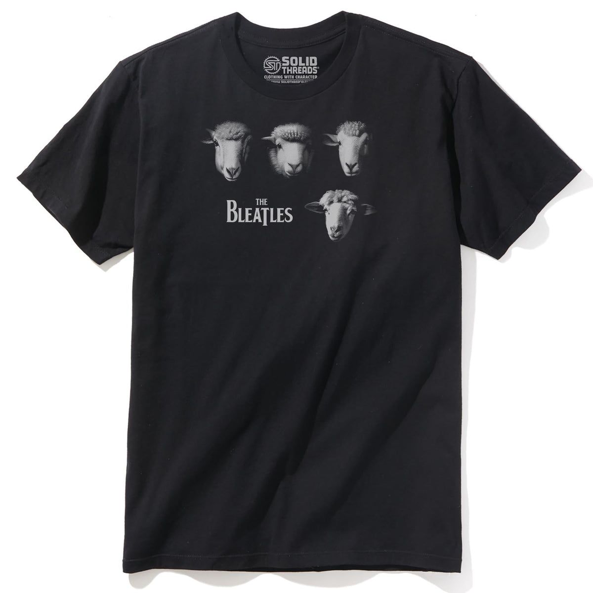 The Bleatles Funny Staple T-shirt in Black - Front View