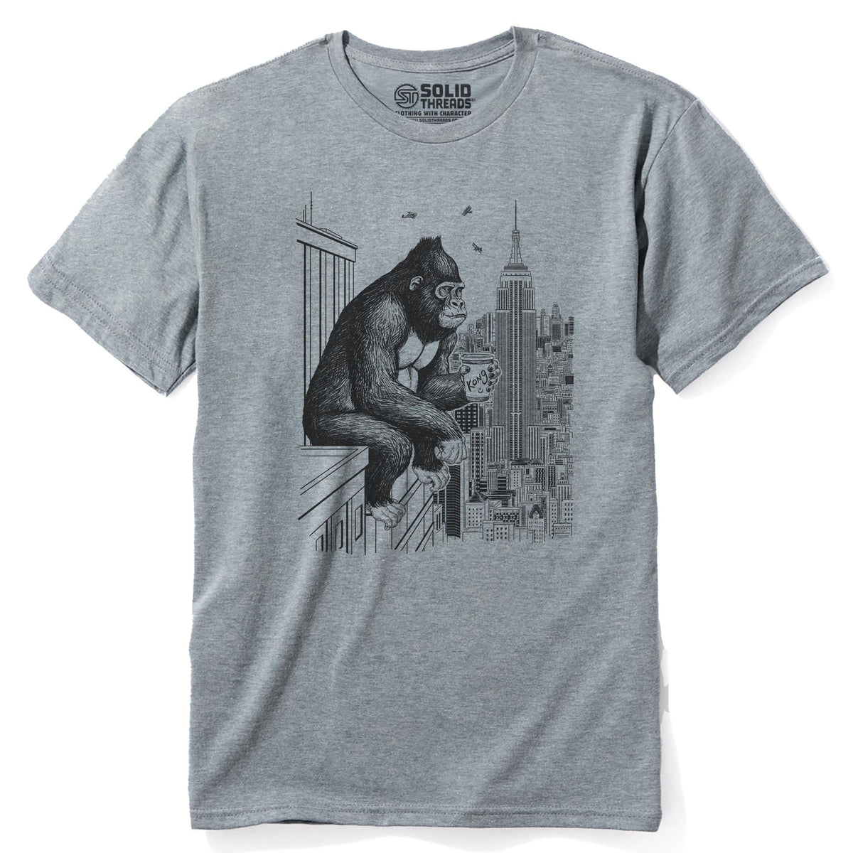 King Coffee Break Funny Staple T-shirt in Ash Heather - Front View