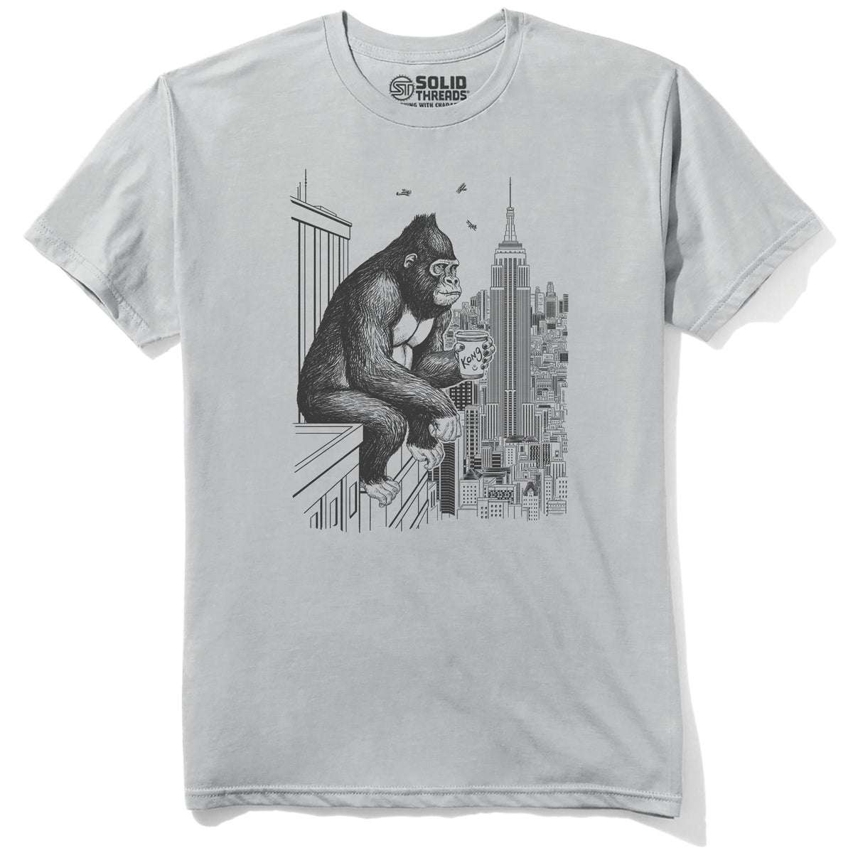 King Coffee Break Funny Staple T-shirt in Silver - Front View
