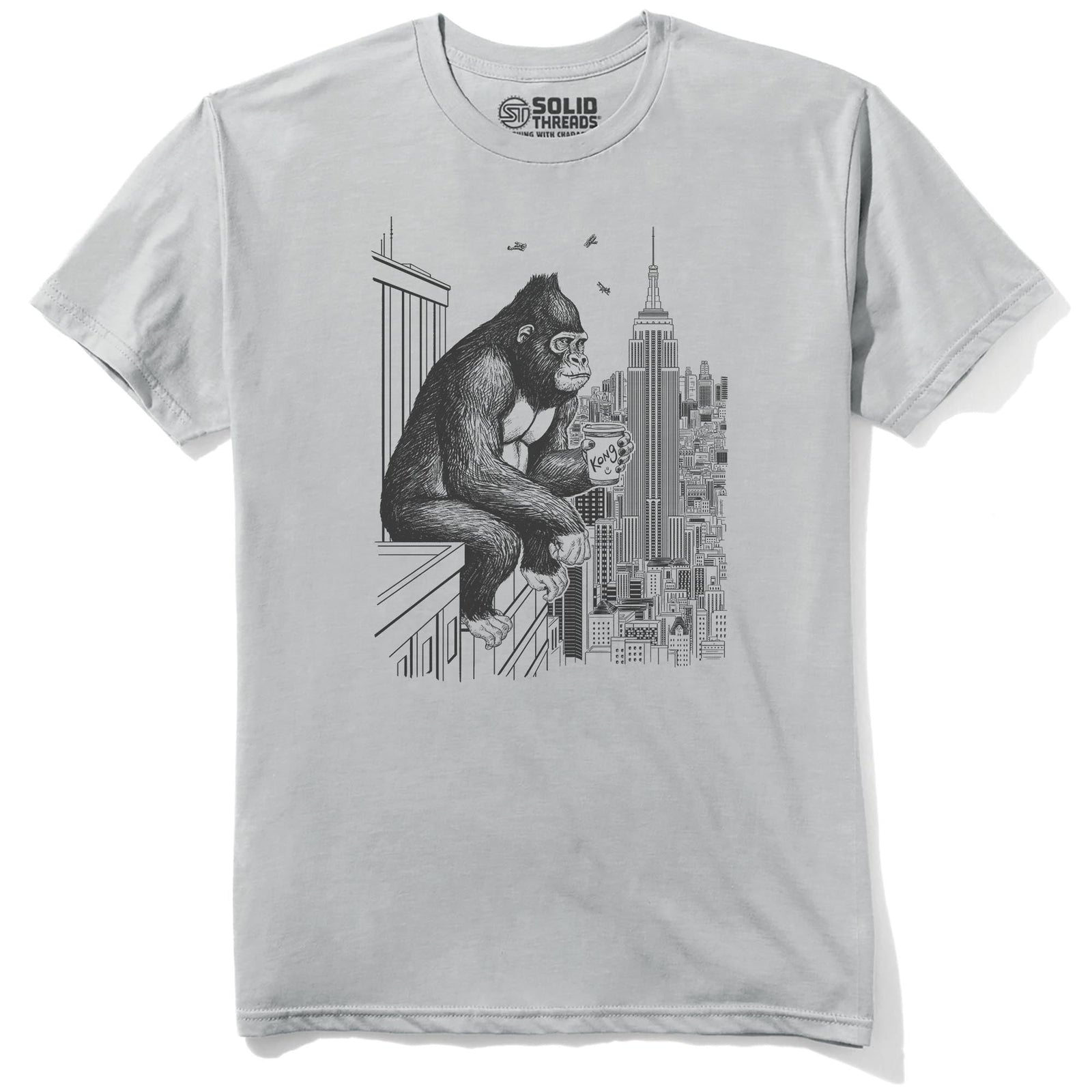 King Coffee Break Funny Staple T-shirt in Silver - Front View