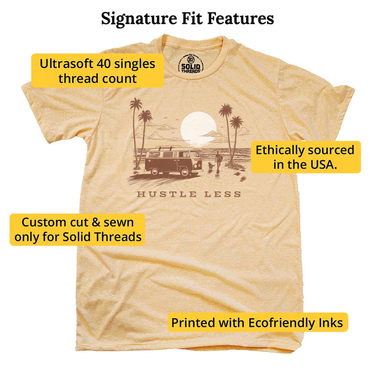 Hustle Less Cool Signature T-shirt in Triblend Gold - Fit Attributes