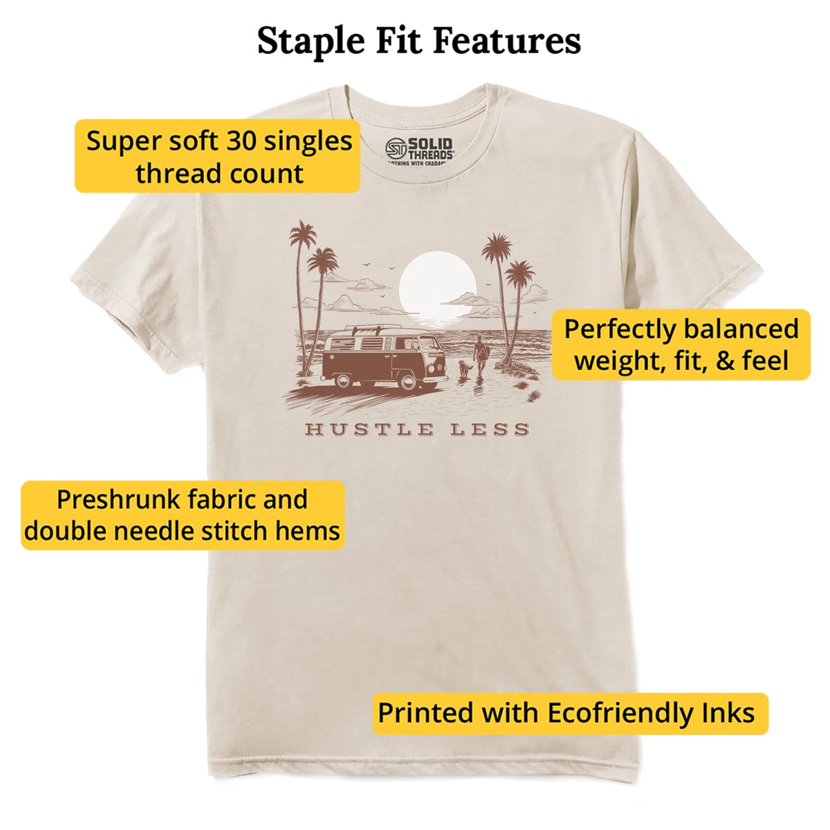 Hustle Less Cool Staple T-shirt in Natural - Fit Attributes