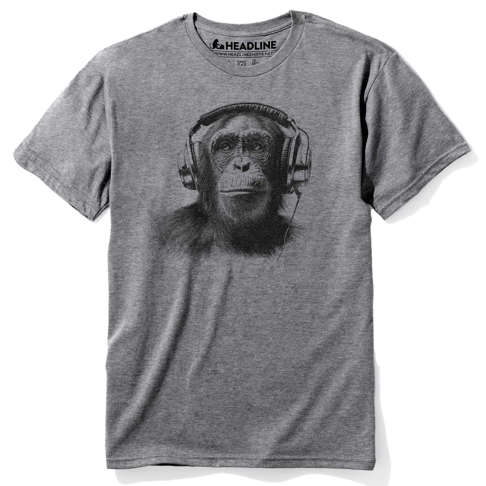 Men's Jungle Jams Retro Musician Graphic T-Shirt | Vintage Chimp Headphones Tee | Solid Threads