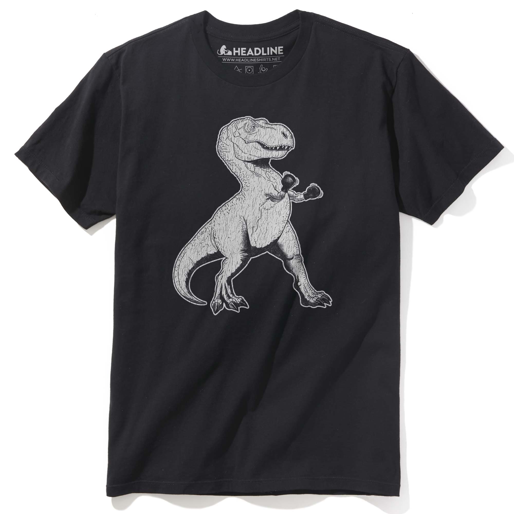 Men's Kid Dino-Mite Cool Graphic T-Shirt | Funny T-Rex Boxing  Tee | Solid Threads