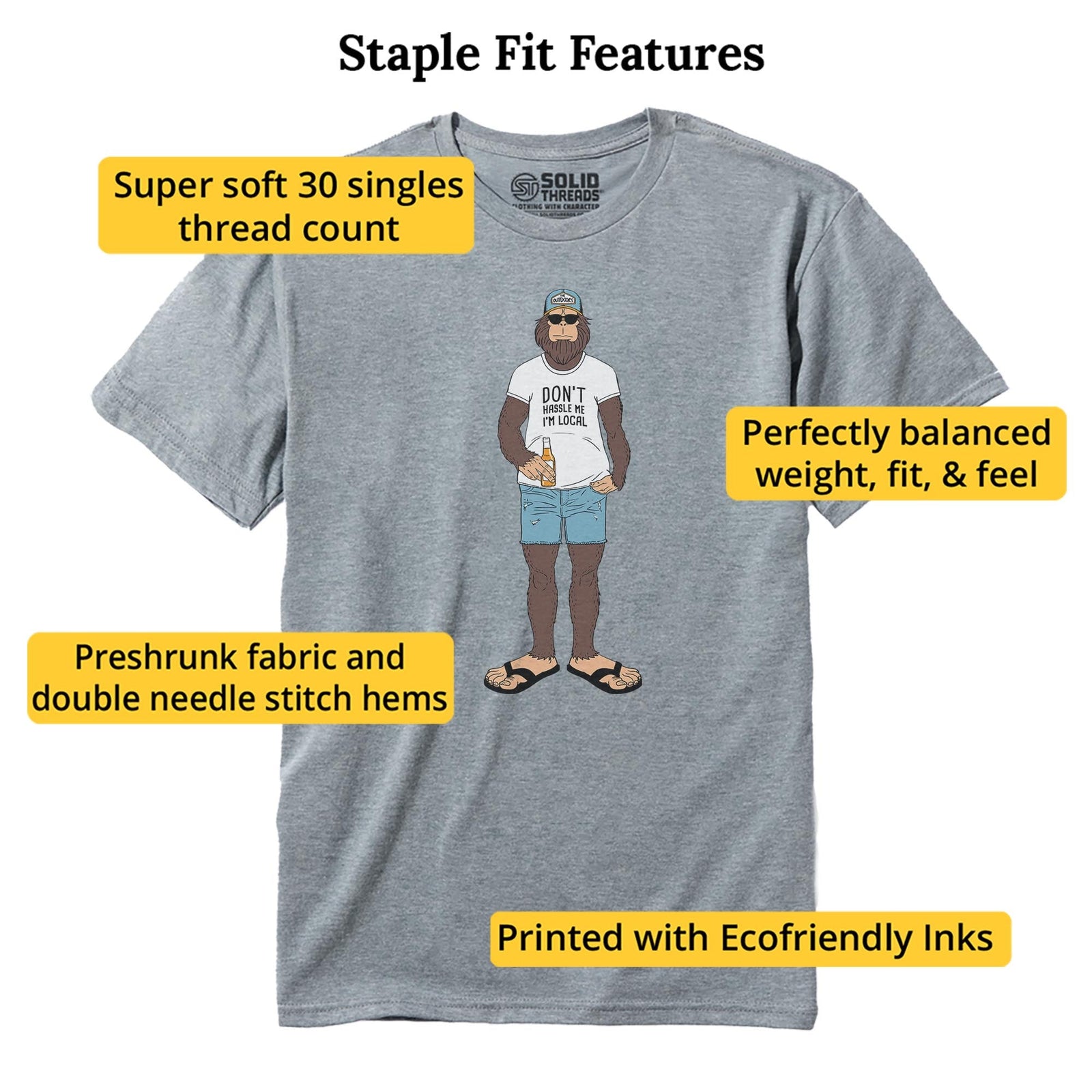 Chillfoot Funny Staple T-shirt in Ash Heather - Fit Attributes