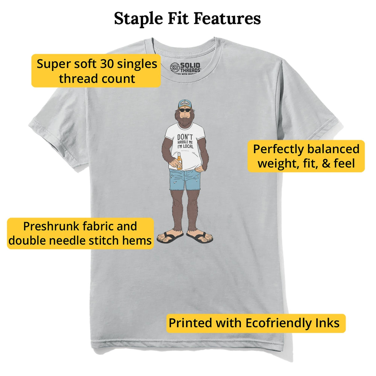 Chillfoot Funny Staple T-shirt in Silver - Fit Attributes