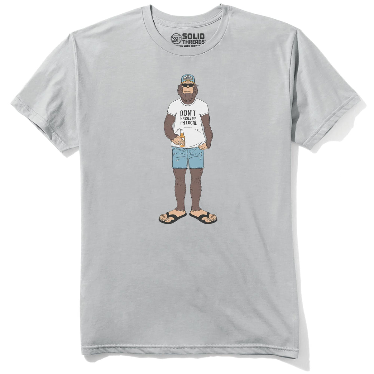 Chillfoot Funny Staple T-shirt in Silver - Front View