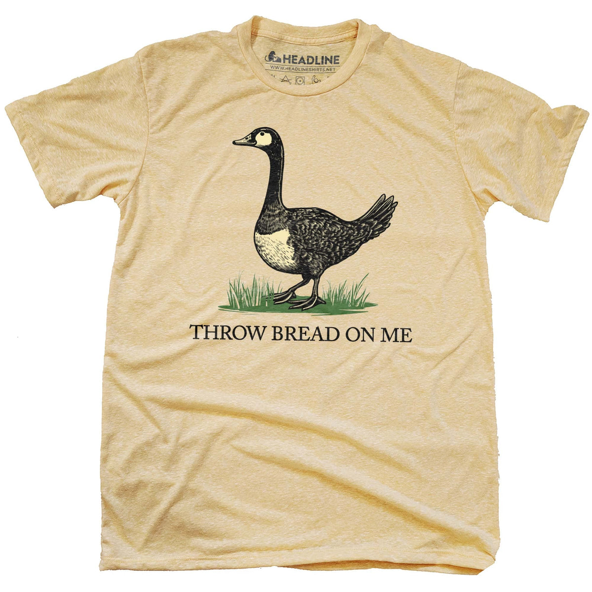 Men&#39;s Throw Bread On Me Designer Graphic T-Shirt | Funny Goose Tread on Me Flag Tee | Solid Threads