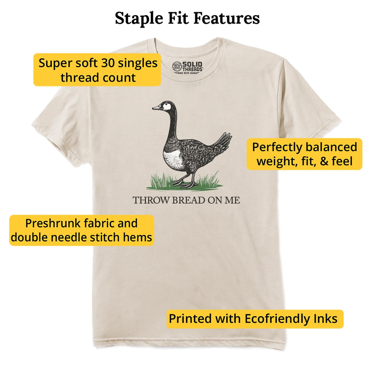 Throw Bread On Me Designer Staple T-shirt in Natural - Fit Attributes