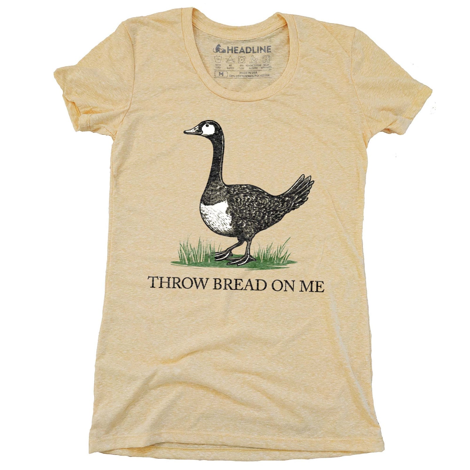 Women's Throw Bread On Me Designer Graphic T-Shirt | Funny Goose Tread on Me Flag Tee | Solid Threads