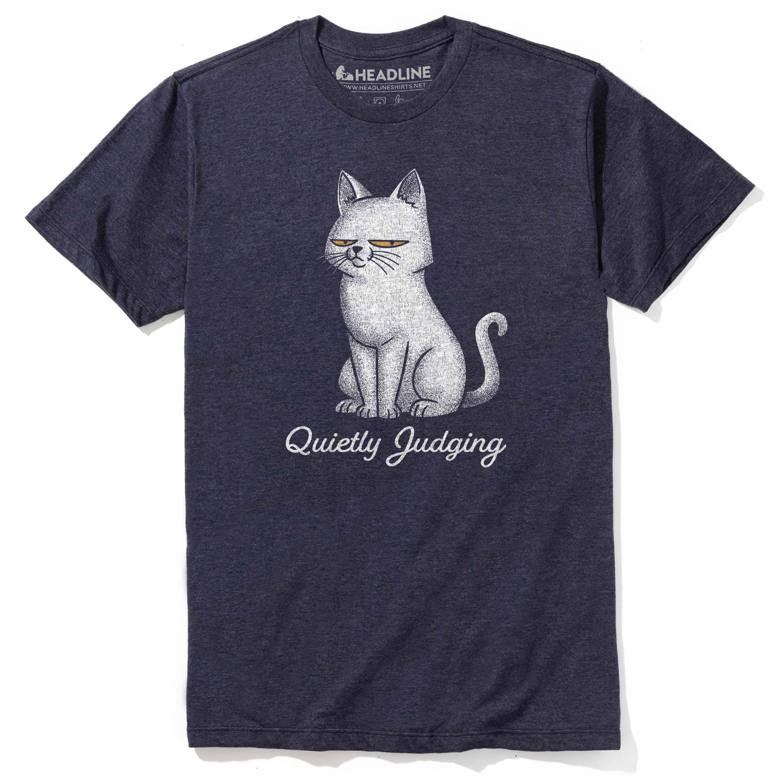 Men's Quietly Judging Cat Funny Graphic T-Shirt | Vintage Feline Snarky  Tee | Solid Threads