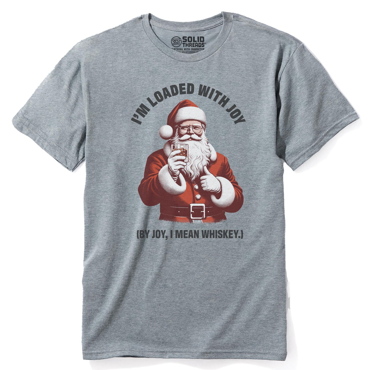 Loaded With Joy Funny Staple T-shirt in Ash Heather - Front View