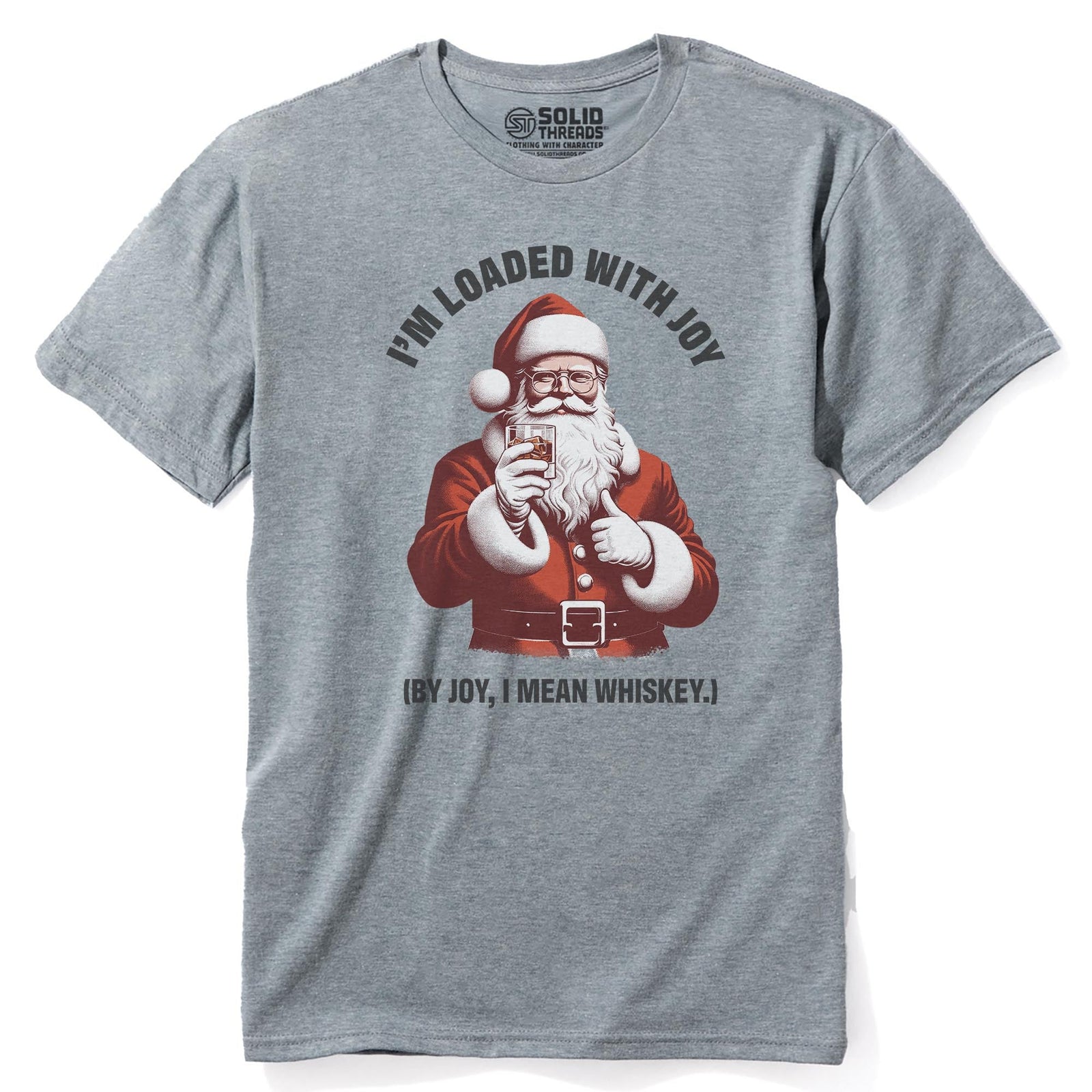 Loaded With Joy Funny Staple T-shirt in Ash Heather - Front View