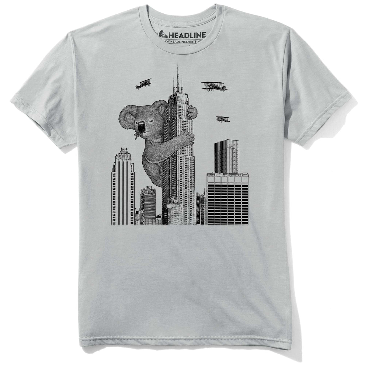 Men&#39;s King Koala Funny Graphic T-Shirt | Cool Skyscraper New York Pun Tee | Solid Threads