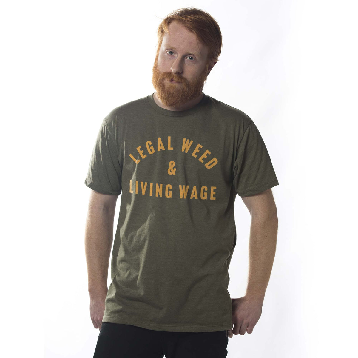 Men's Legal Weed & Living Wage Cool Graphic T-Shirt | Designer 420 Marijuana  Tee On Model | Solid Threads
