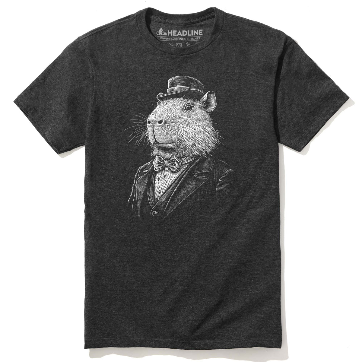 Men&#39;s Gentleman Capybara Funny Graphic T-Shirt | Designer Cute Animal  Tee | Solid Threads