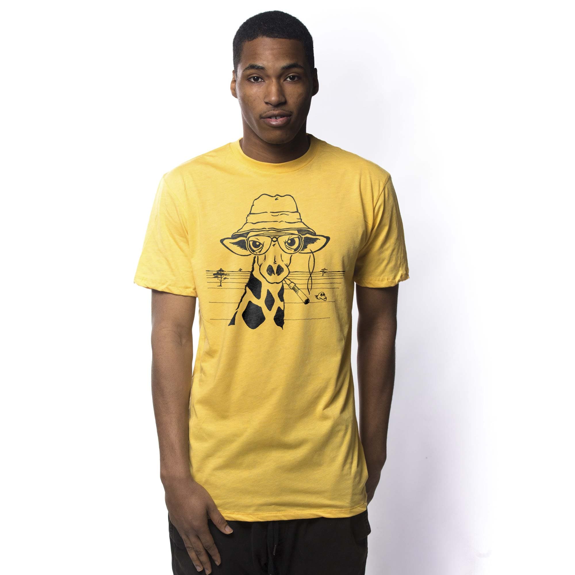 Men's Hunter S Giraffe Vintage Graphic T-Shirt | Cool Fear Loathing Thompson Tee | Solid Threads