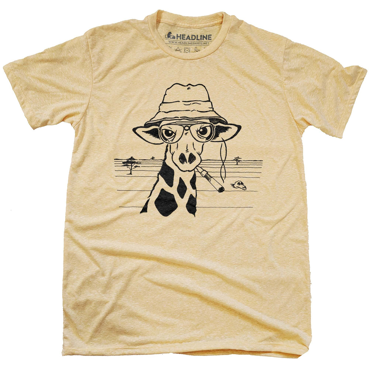 Men&#39;s Hunter S Giraffe Vintage Graphic T-Shirt | Cool Fear Loathing Thompson Tee | Solid Threads