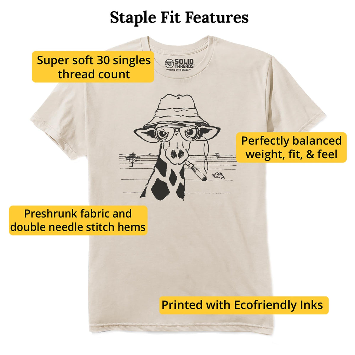 Hunter S Giraffe Vintage Staple T-shirt in Natural - Fit Attributes