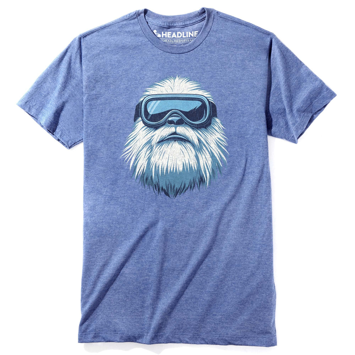 Men&#39;s Yeti Skier Funny Graphic T Shirt | Cool Abominable Snowman Goggles Tee | Solid Threads