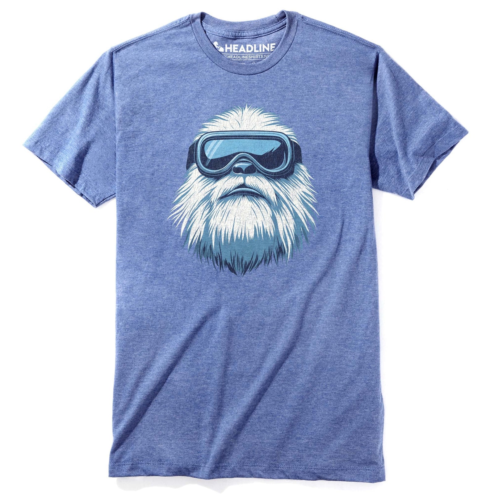 Men's Yeti Skier Funny Graphic T Shirt | Cool Abominable Snowman Goggles Tee | Solid Threads