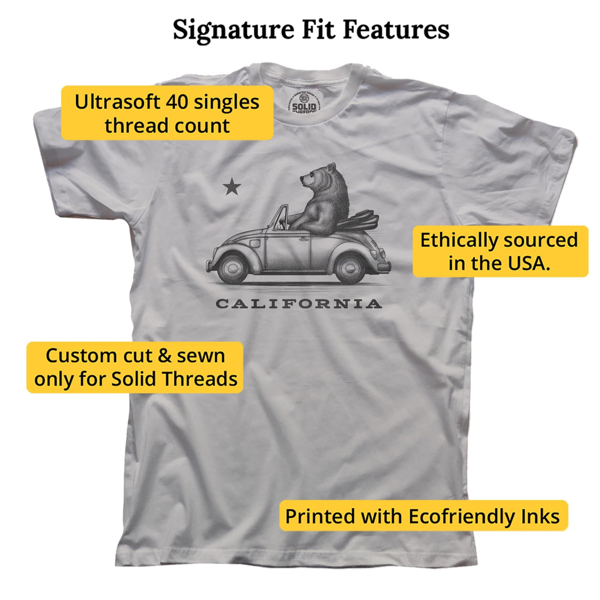 California Cruisin Vintage Signature T-shirt in Silver - Fit Attributes