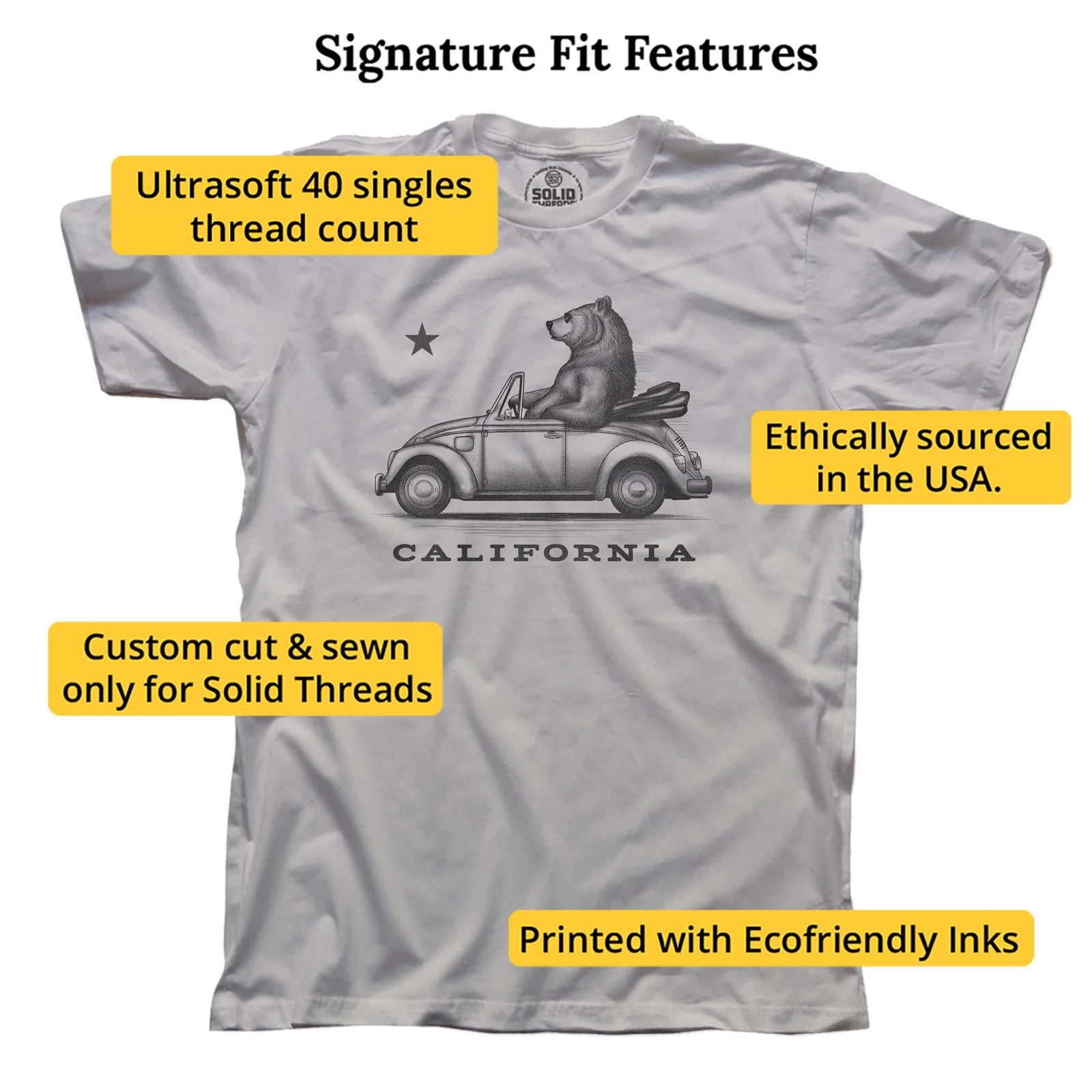 California Cruisin Vintage Signature T-shirt in Silver - Fit Attributes