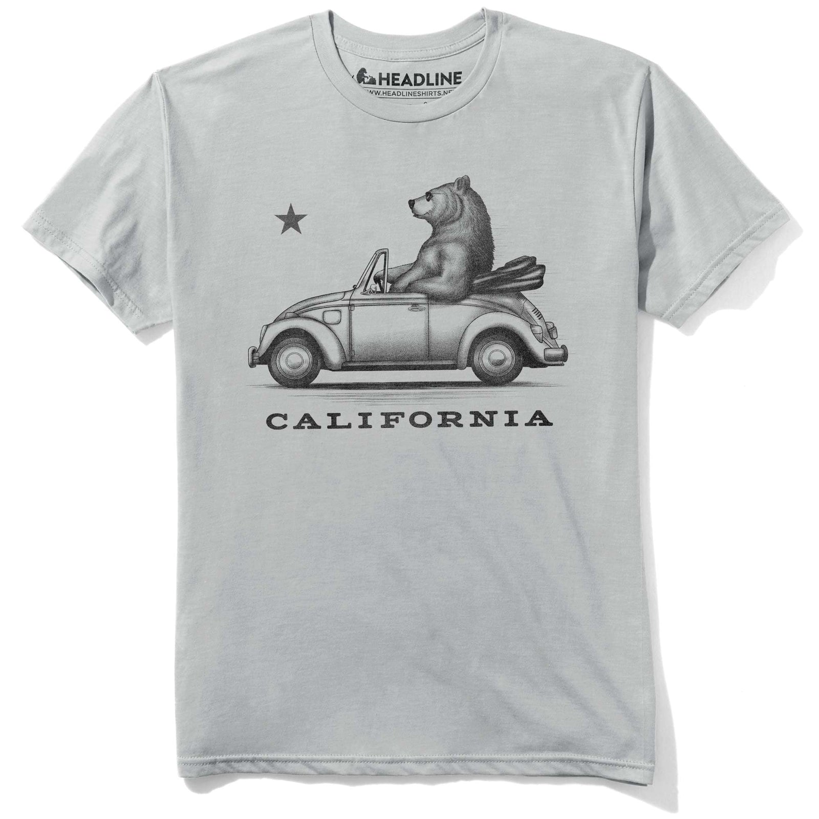 Men's California Cruisin Vintage Graphic T-Shirt | Cool Bear Driving VW Tee | Solid Threads