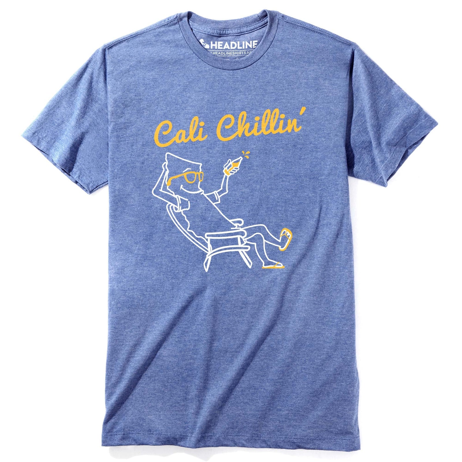 Men's Cali Chillin Cool Graphic T-Shirt | Vintage California Lounging Beer Tee | Solid Threads