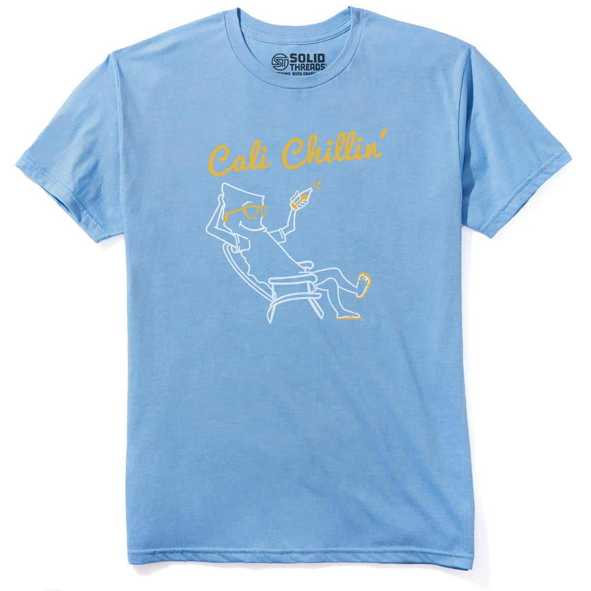 Cali Chillin Cool Staple T-shirt in Light Blue Heather - Front View