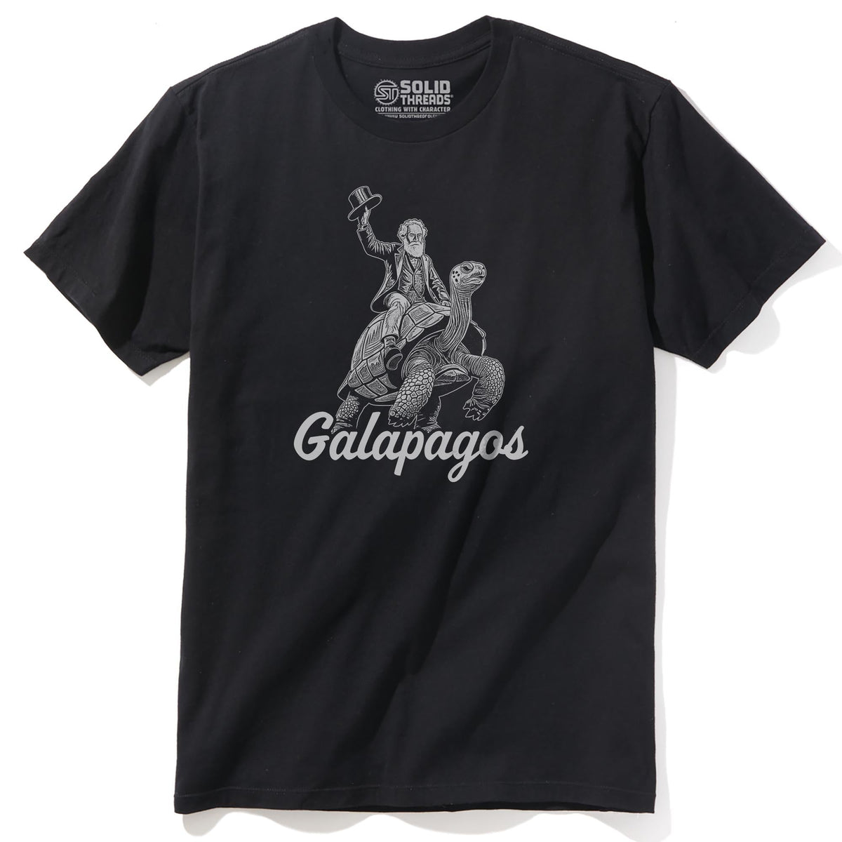 Galapagos Funny Staple T-shirt in Black - Front View