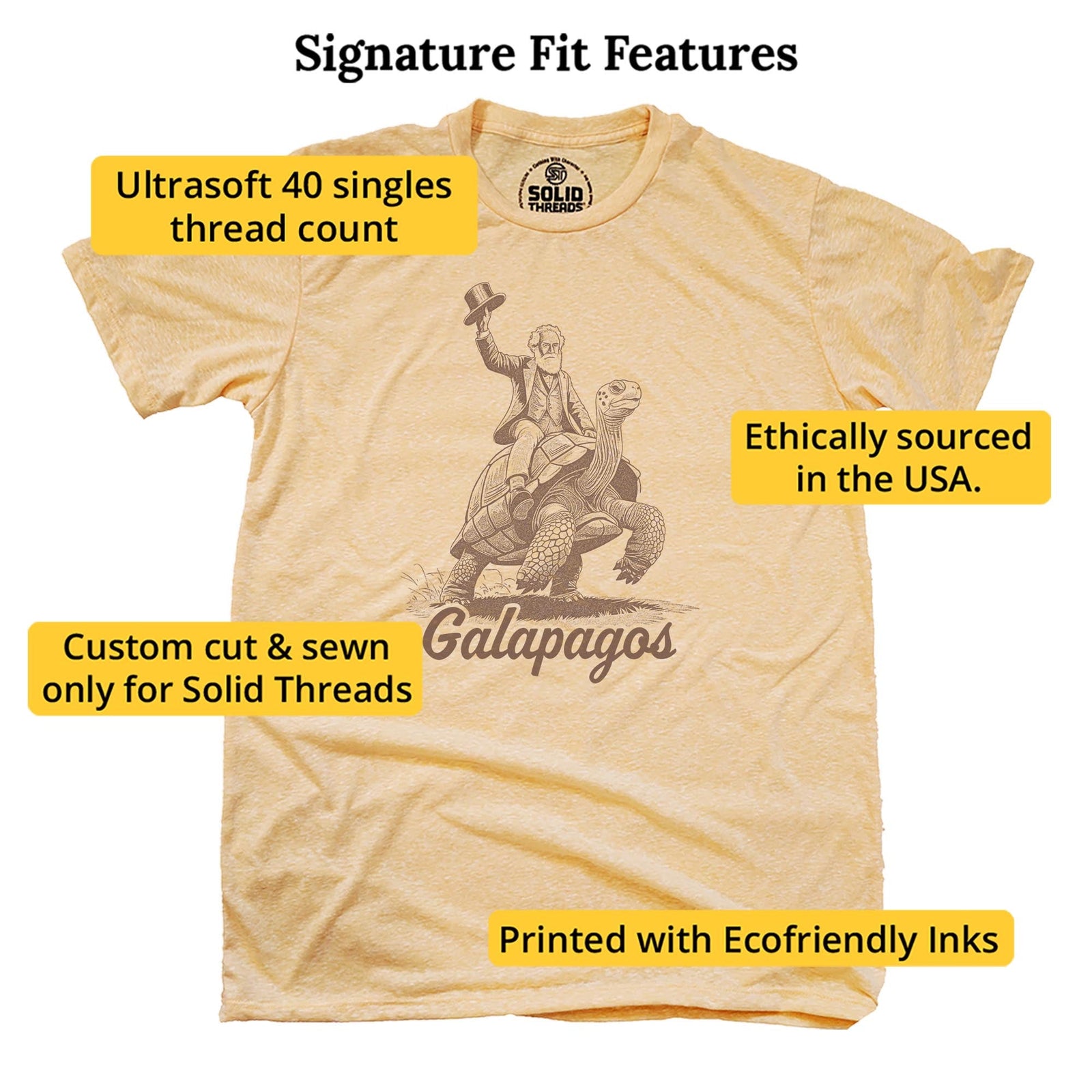 Galapagos Funny Signature T-shirt in Triblend Gold - Fit Attributes