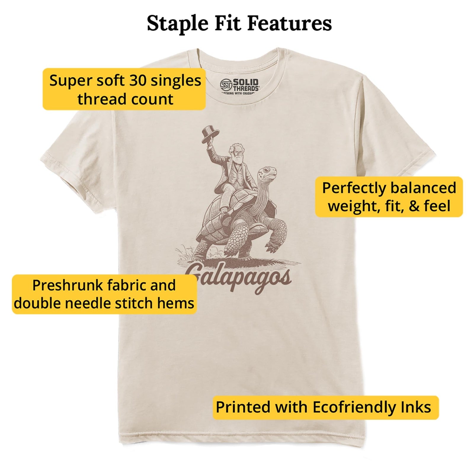 Galapagos Funny Staple T-shirt in Natural - Fit Attributes