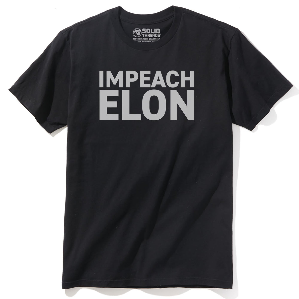 Impeach Elon Cool Staple T-shirt in Black - Front View