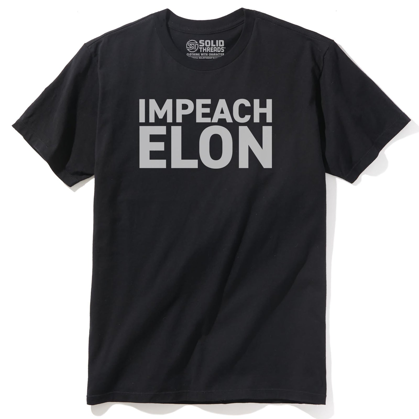 Impeach Elon Cool Staple T-shirt in Black - Front View