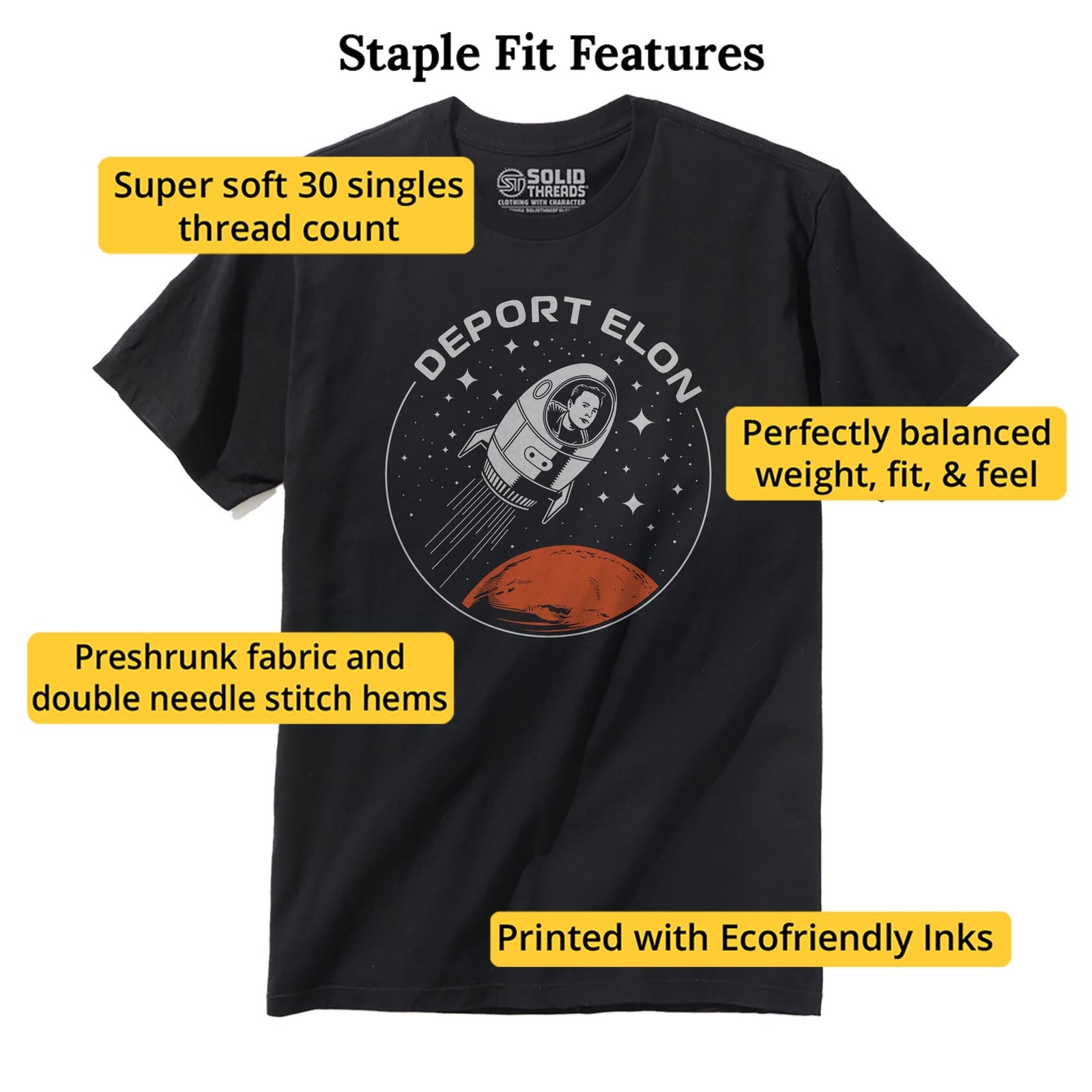 Deport Elon Cool Staple T-shirt in Black - Fit Attributes