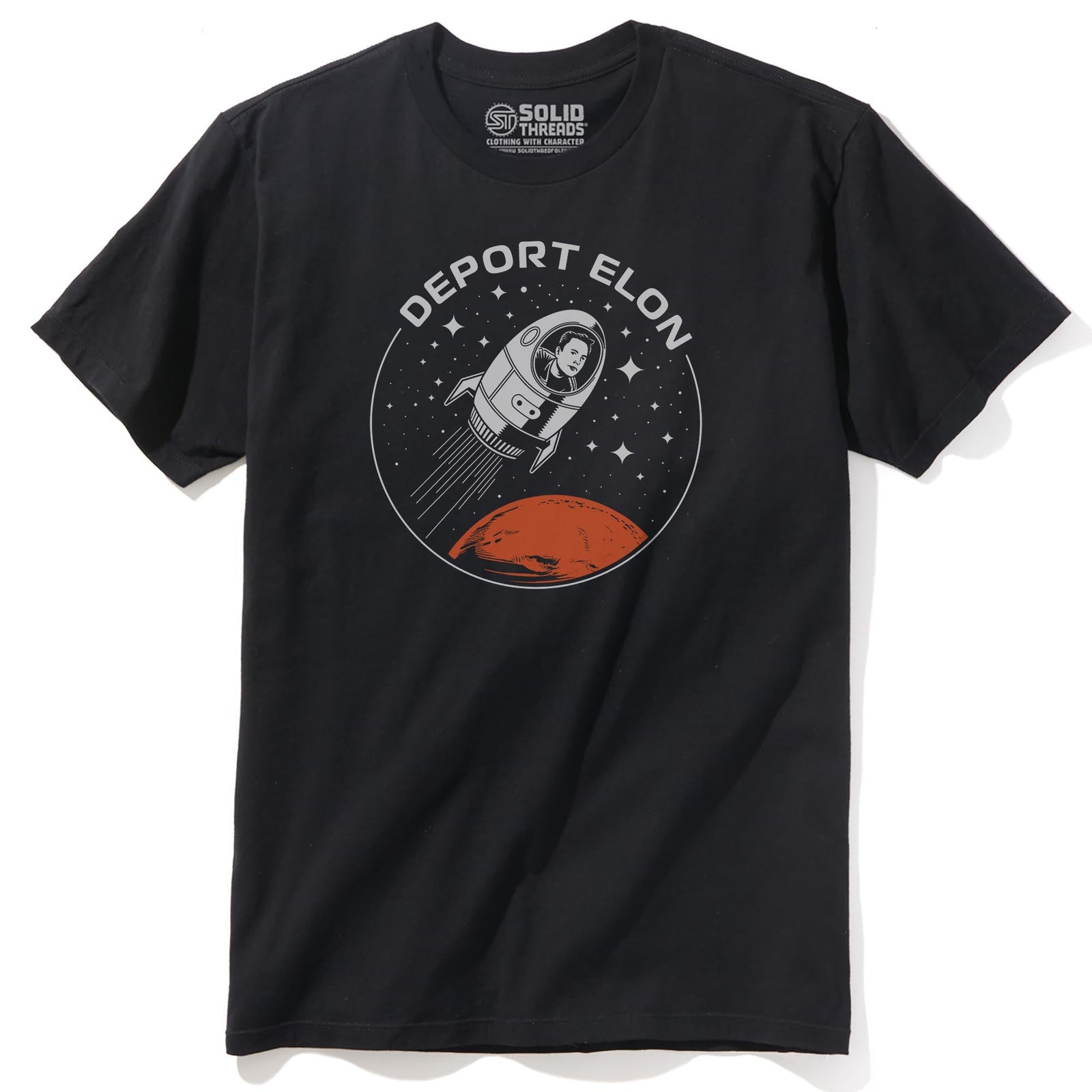 Deport Elon Cool Staple T-shirt in Black - Front View