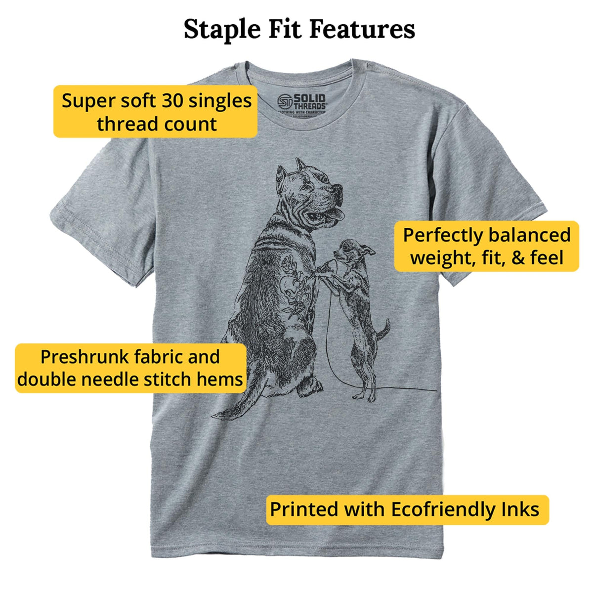 Getting Inked Cool Staple T-shirt in Ash Heather - Fit Attributes