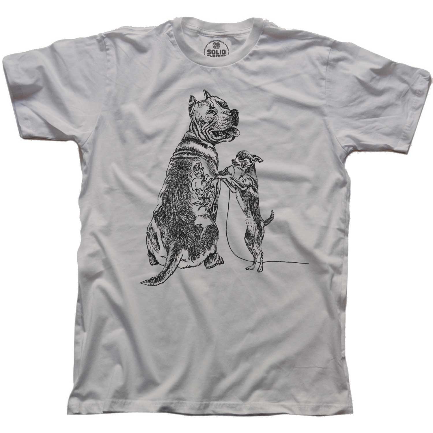 Men's Getting Inked Cool Pitbull Graphic T-Shirt | Designer Dog Tattoo Chihuahua Tee | Solid Threads