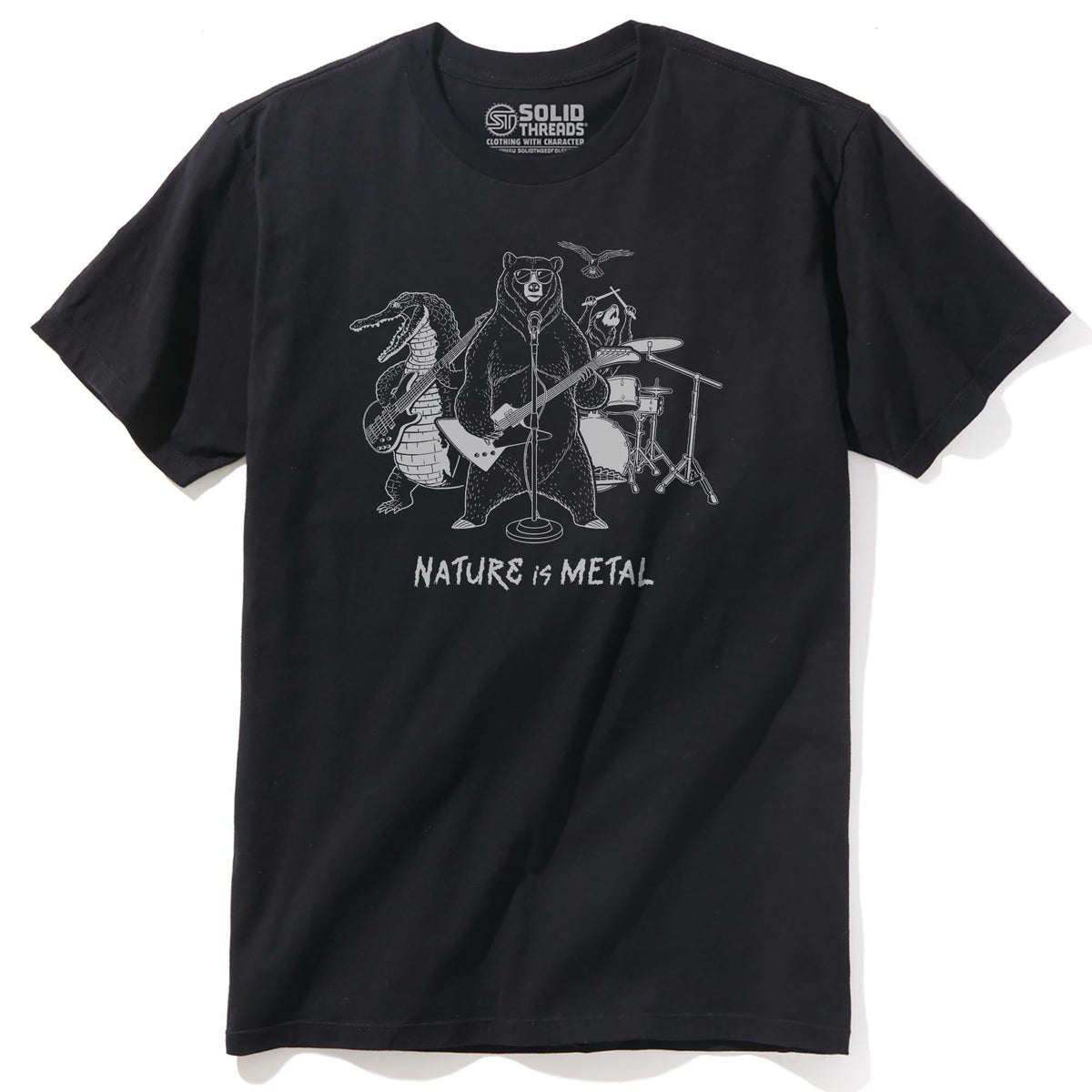 Nature Is Metal Cool Staple T-shirt in Black - Front View