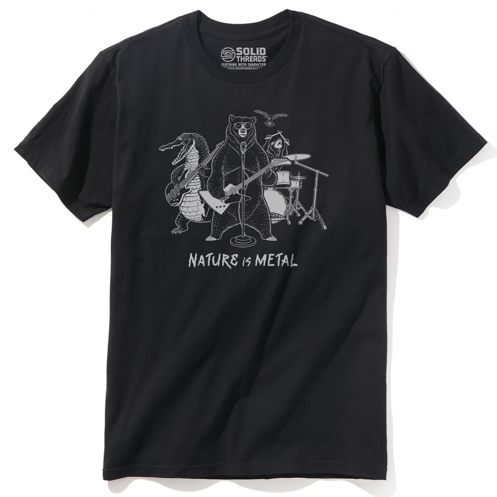 Nature Is Metal Cool Staple T-shirt in Black - Front View