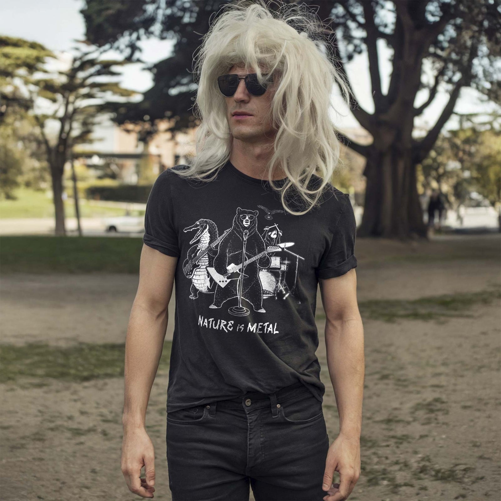 Men's Nature Is Metal Cool Graphic T-Shirt | Vintage Animal Rock Band Tee | Solid Threads