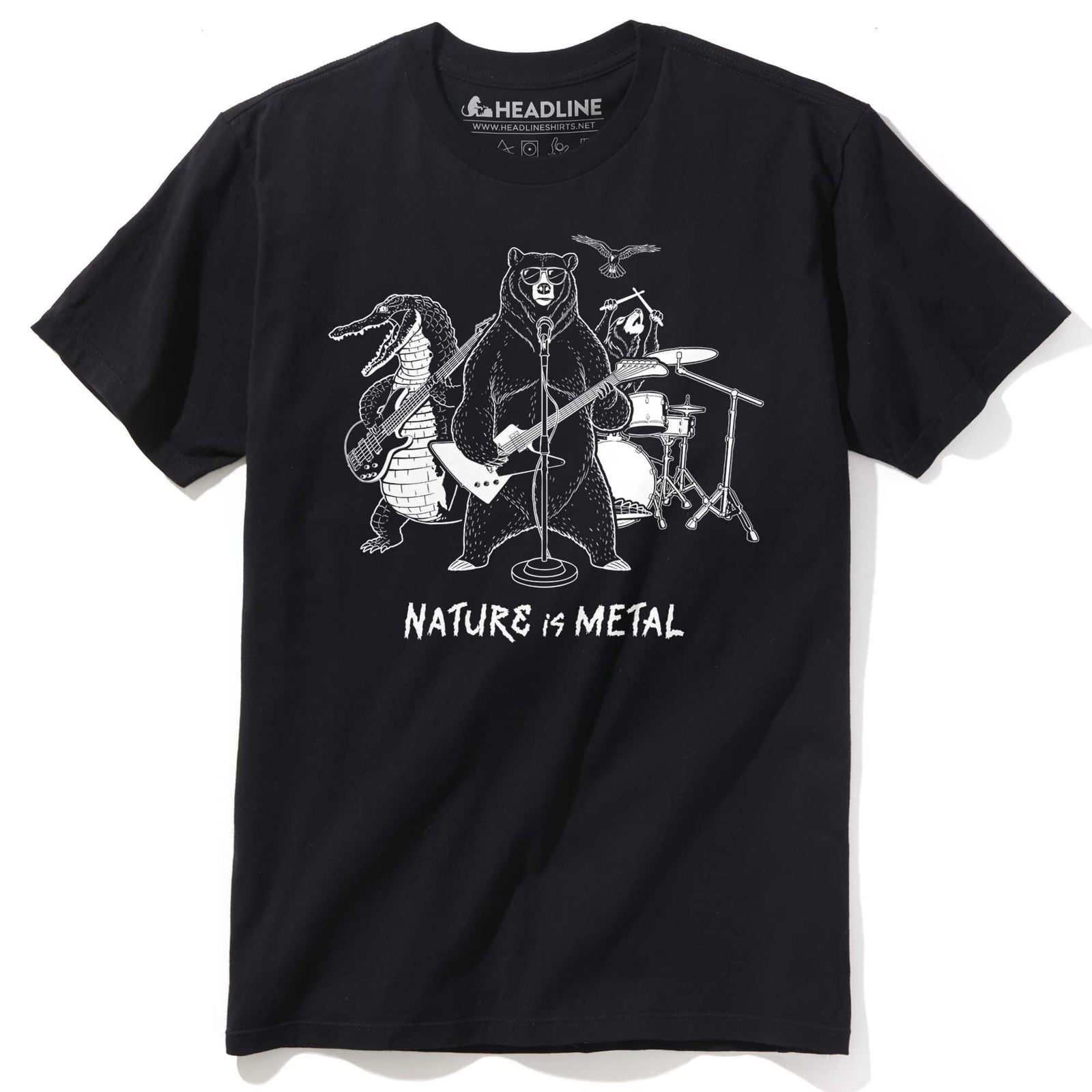 Men's Nature Is Metal Cool Graphic T-Shirt | Vintage Animal Rock Band Tee | Solid Threads