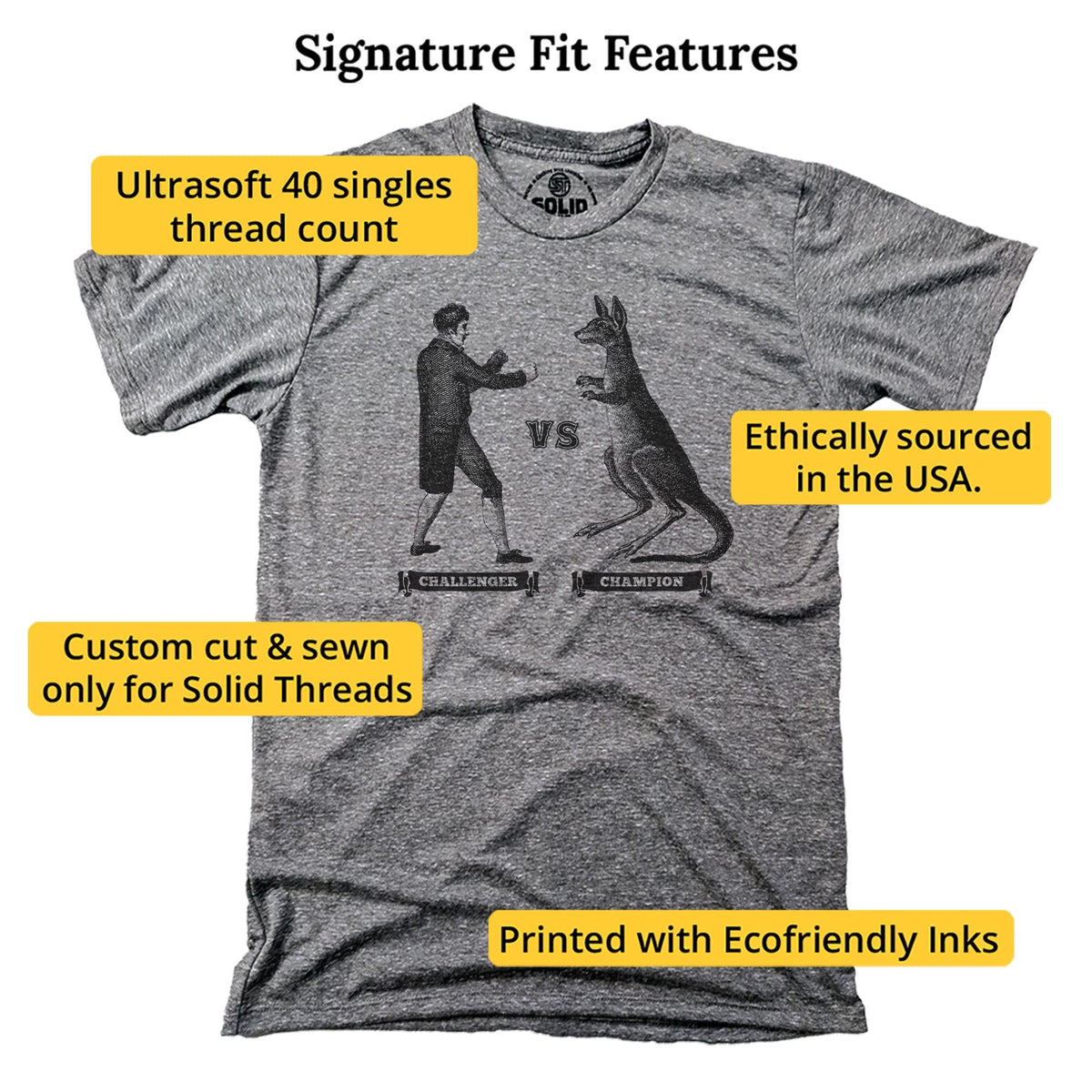 Challenger Vs Champion Cool Signature T-shirt in Triblend Grey - Fit Attributes