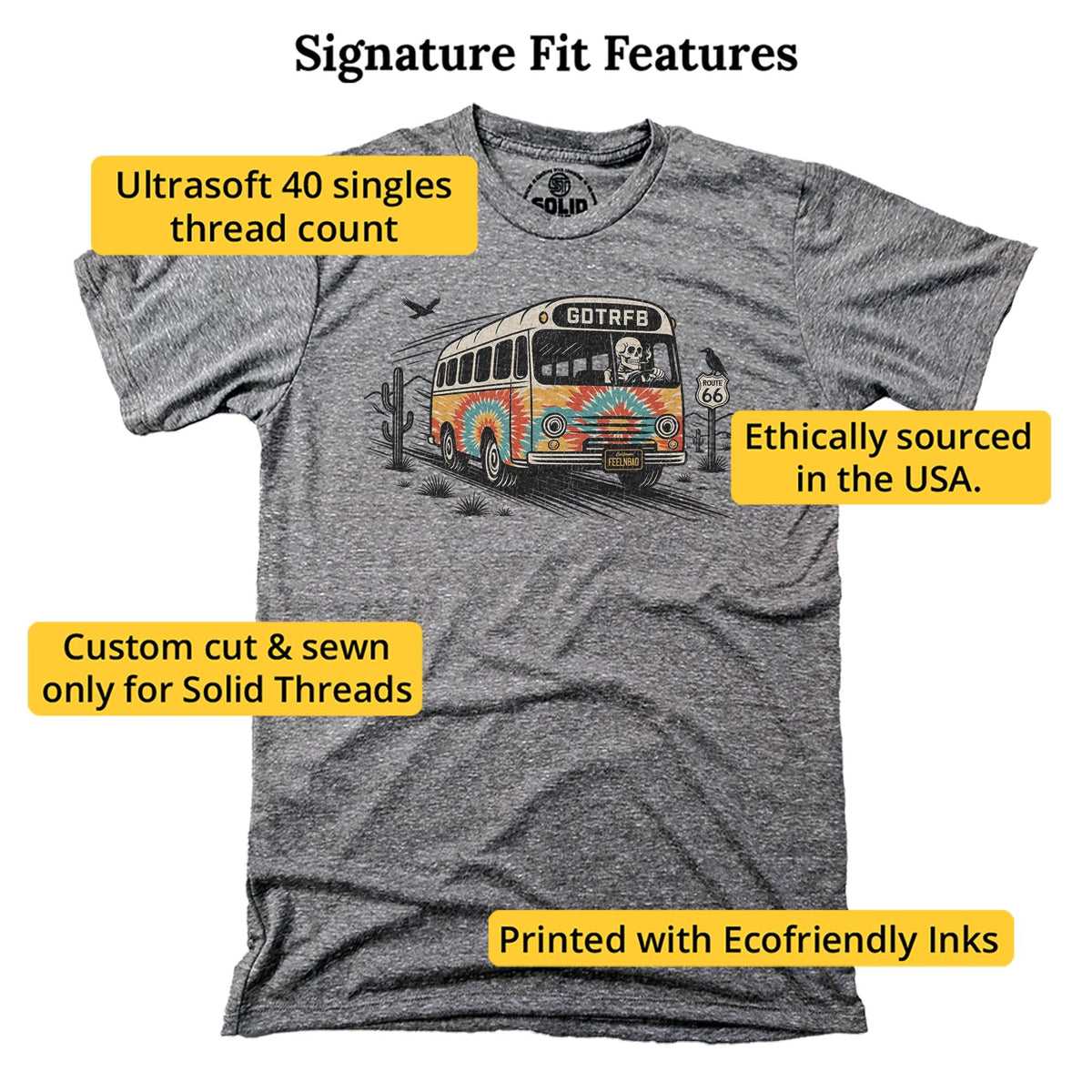 Going Down The Road Feeling Bad Vintage Signature T-shirt in Triblend Grey - Fit Attributes