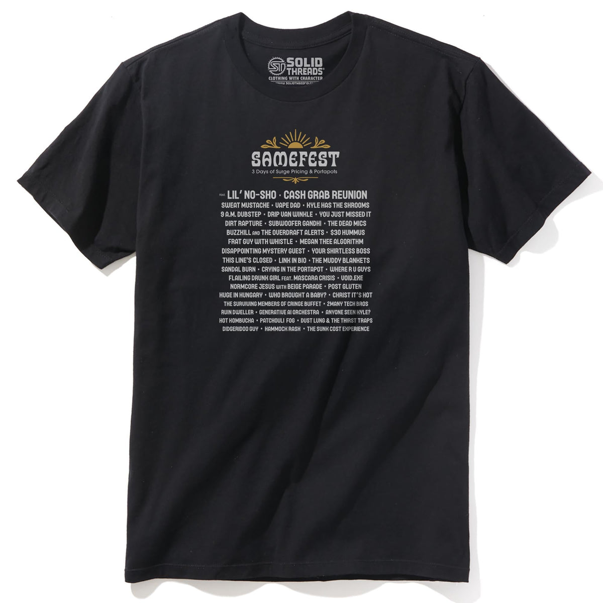 Samefest Funny Staple T-shirt in Black - Back View