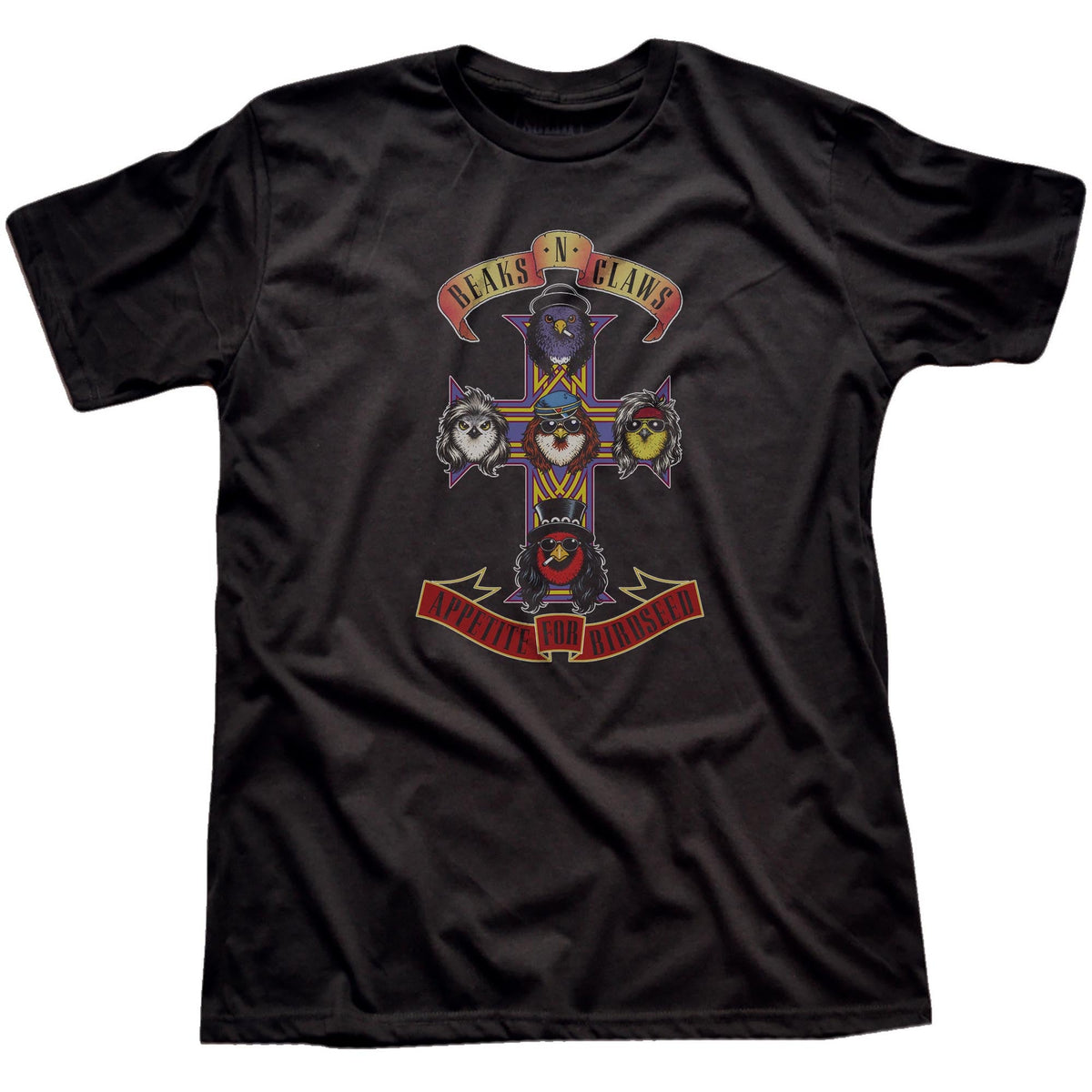 Appetite For Birdseed Funny Signature T-shirt in Black - Front View
