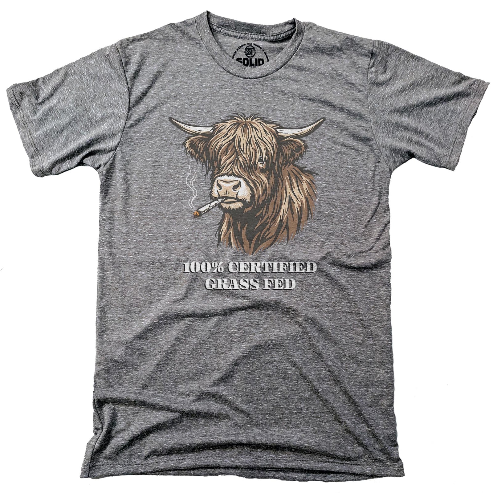 Certified Grass Fed Funny Signature T-shirt in Triblend Grey - Front View
