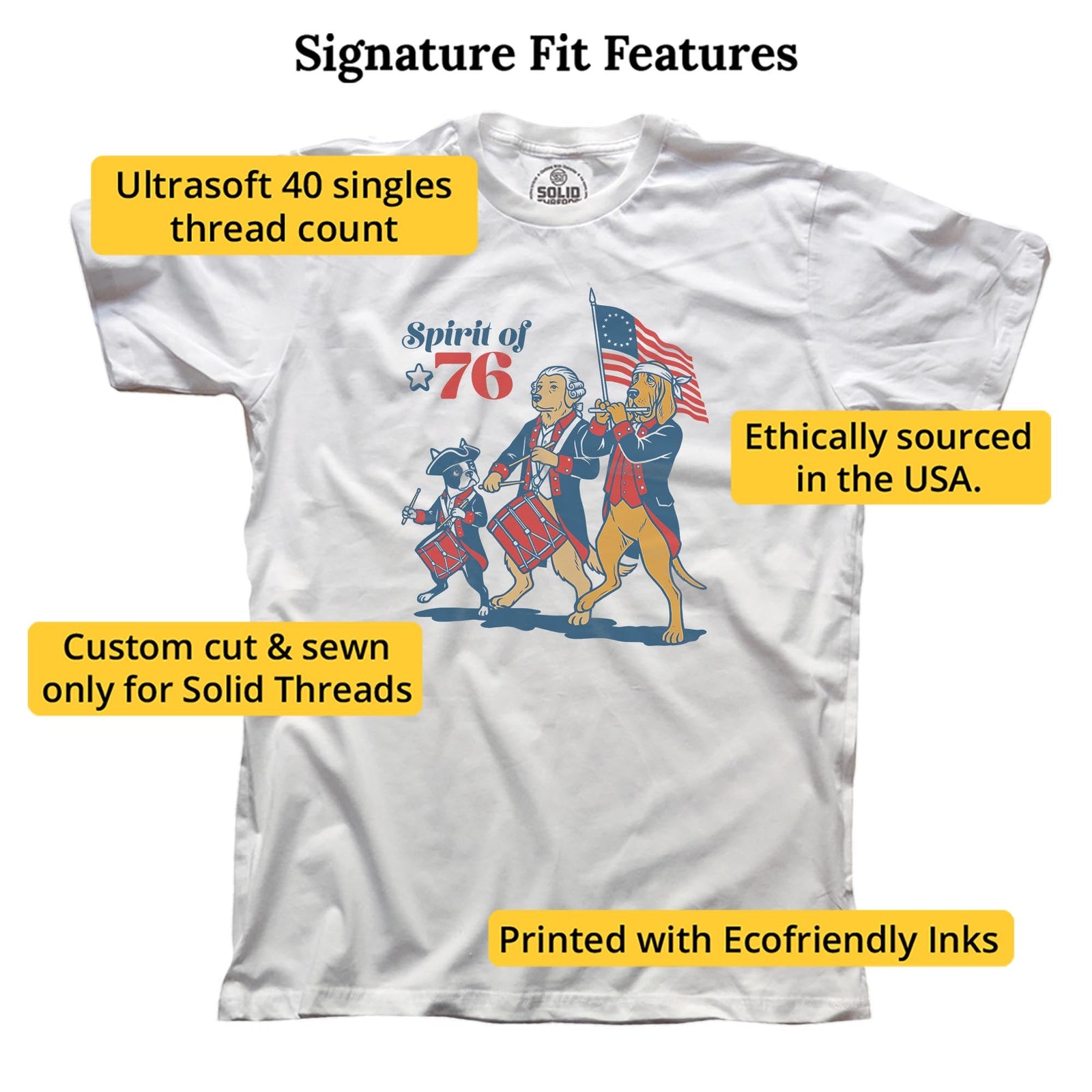 Founding Furballs Funny Signature T-shirt in White - Fit Attributes